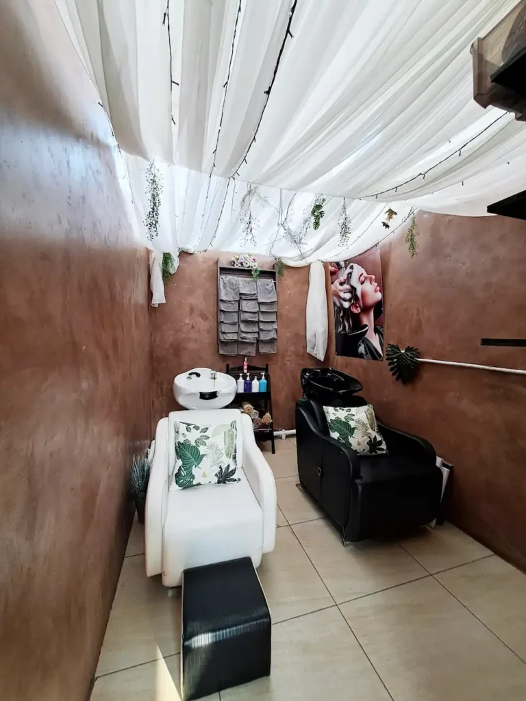 Hair washing area inside Cedar Hair & Beauty salon