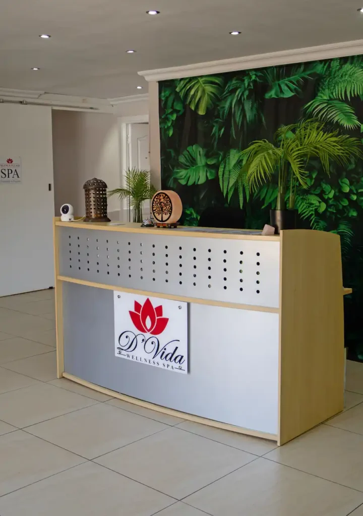 D'Vida Wellness Spa reception area in Risiville, Meyerton